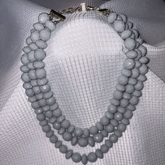 Sugarfix by Baublebar White Chunky Triple Strand Beaded Necklace - Picture 1 of 6